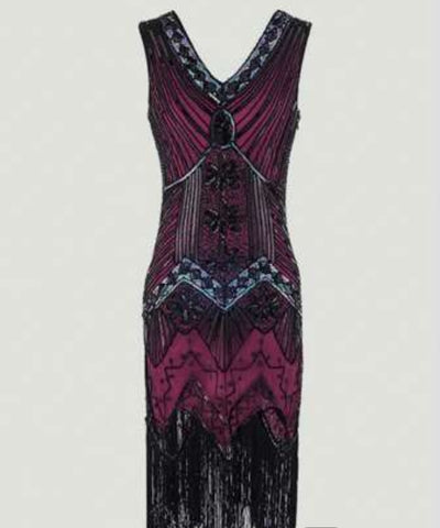 Fringe Hem Sequin Decor Party Dress