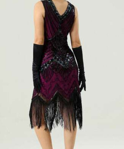 Fringe Hem Sequin Decor Party Dress