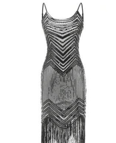 Fringe Hem Sequined Cami Party Dress