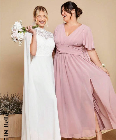 Belle Plus 1pc Butterfly Sleeve Split Thigh Bridesmaid Dress