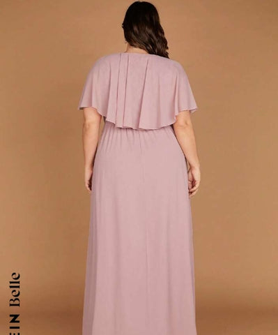 Belle Plus 1pc Cloak Sleeve Chiffon Maxi Dress