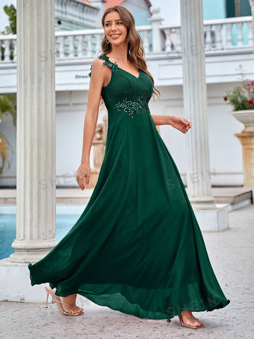 Sequin Detail Chiffon Bridesmaid Dress