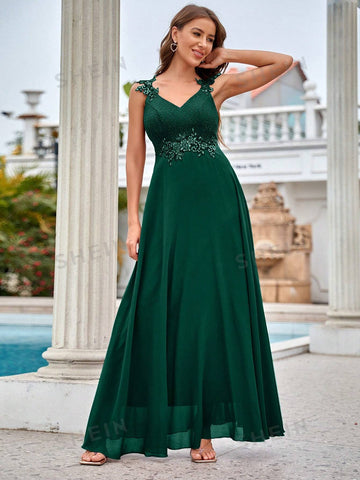 Sequin Detail Chiffon Bridesmaid Dress