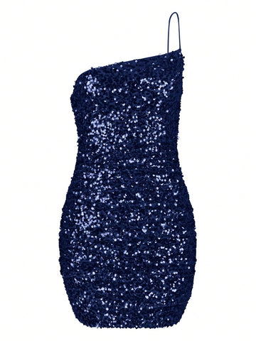 Sequin One Shoulder Mini Dress