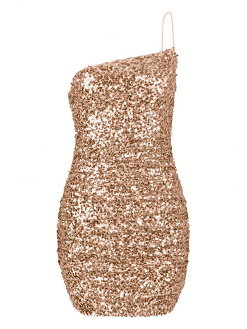 Sequin One Shoulder Mini Dress