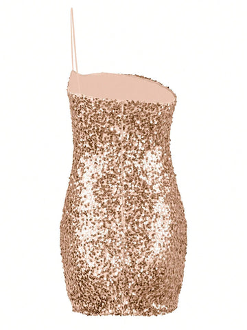 Sequin One Shoulder Mini Dress