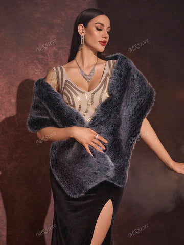 Sequined Slim-Fit Splice Elegant Sexy V-Neck Evening Party Gown