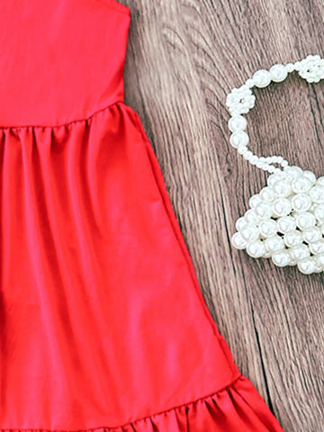 Seven Princess 1pc Young Girls Solid Color A-Line Strap Sundress