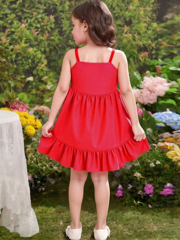 Seven Princess 1pc Young Girls Solid Color A-Line Strap Sundress