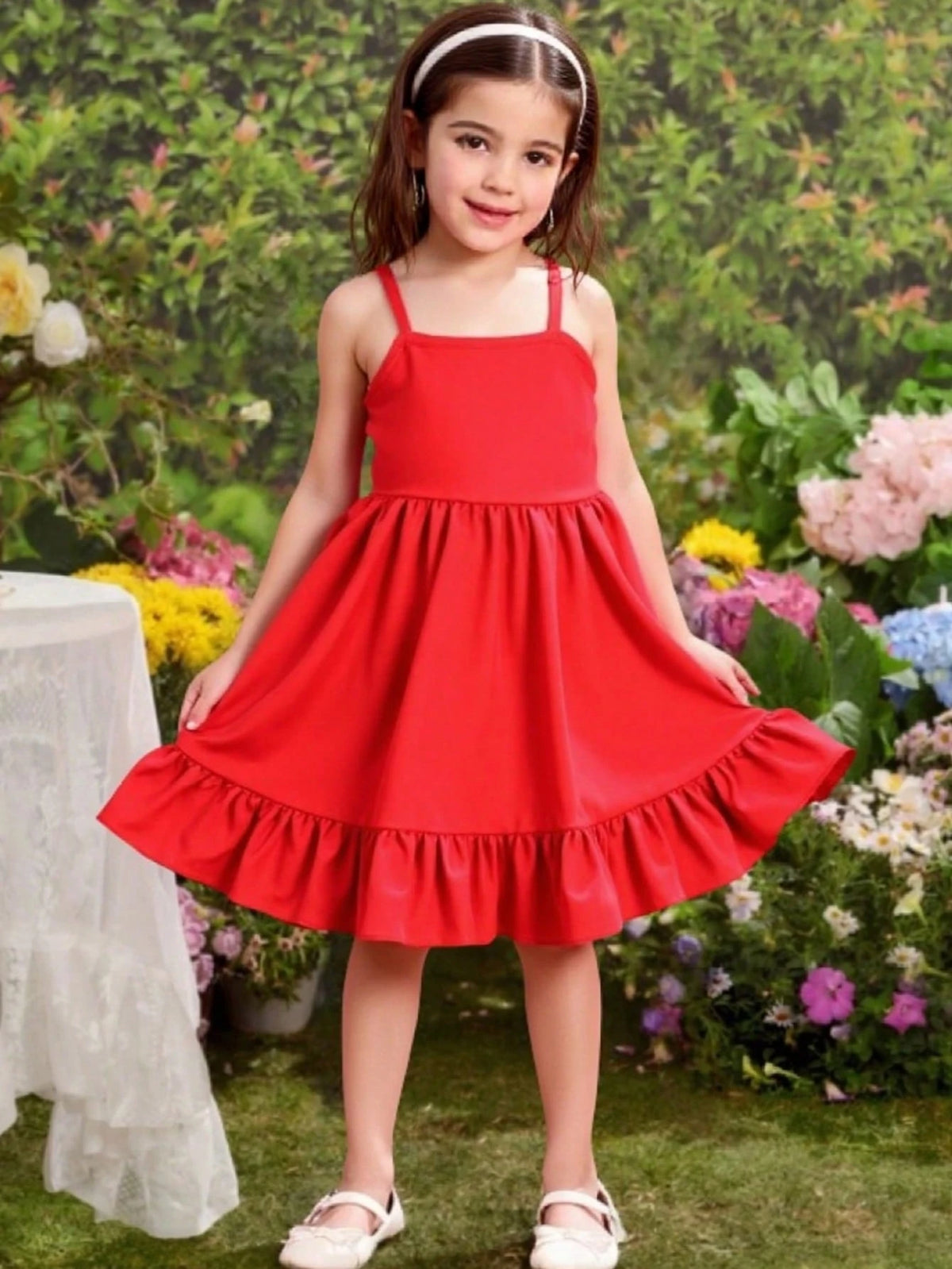 Seven Princess 1pc Young Girls Solid Color A-Line Strap Sundress