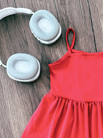 Seven Princess 1pc Young Girls Solid Color A-Line Strap Sundress