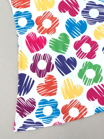 Seven Princess Young Girls Easter Colorful Heart & Floral Printed Sleeveless Casual Dress