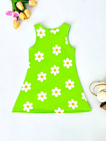 Seven Princess Young Girls Summer New Floral Print Cute Princess Casual Vacation Sleeveless A-Line Dress