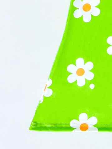 Seven Princess Young Girls Summer New Floral Print Cute Princess Casual Vacation Sleeveless A-Line Dress