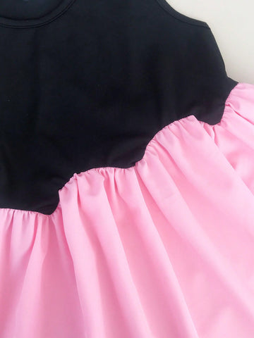 Seven Princess Young Girls Summer New Patchwork Sleeveless Round Neck Simple Casual Dress