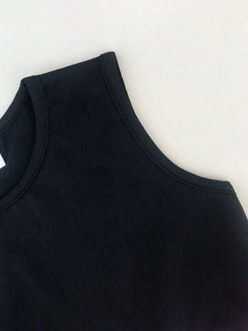 Seven Princess Young Girls Summer New Patchwork Sleeveless Round Neck Simple Casual Dress