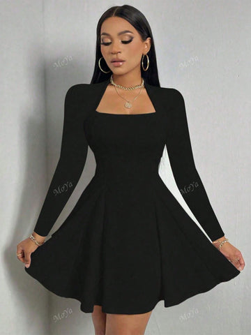 Sexy Fashionable Hollow Out Long Sleeve Short Dress