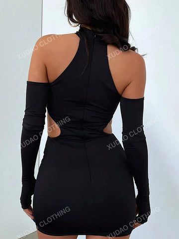 Sexy Hollow-Out Fitted Round Neck Sleeveless Dress
