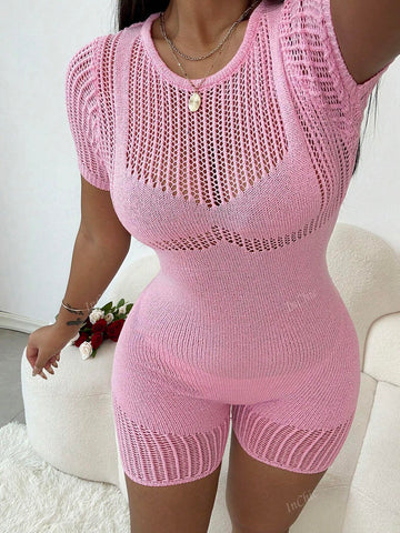 Sexy Hollow Out Skinny High Waist Zipper Up Bodycon Jumpsuit