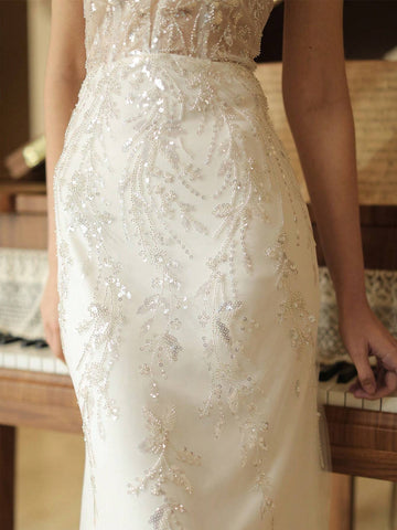 Sexy Mermaid Spaghetti Straps V-Neck Maxi Evening Party Dress