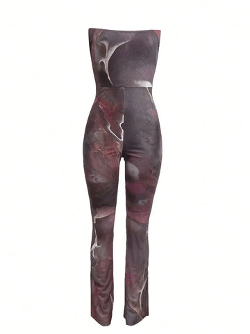 Sexy Mesh Camisole Long Jumpsuit, Fashionable For Summer