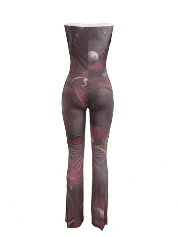 Sexy Mesh Camisole Long Jumpsuit, Fashionable For Summer