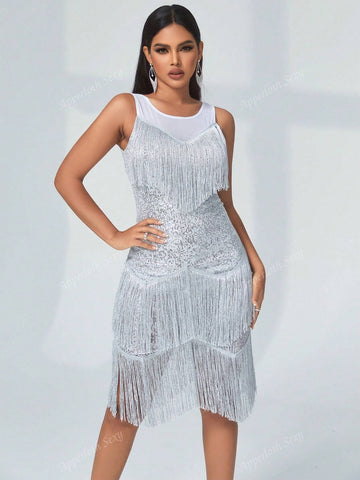 Sexy Women's Fringed Shiny Fashion Dress