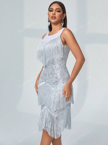 Sexy Women's Fringed Shiny Fashion Dress