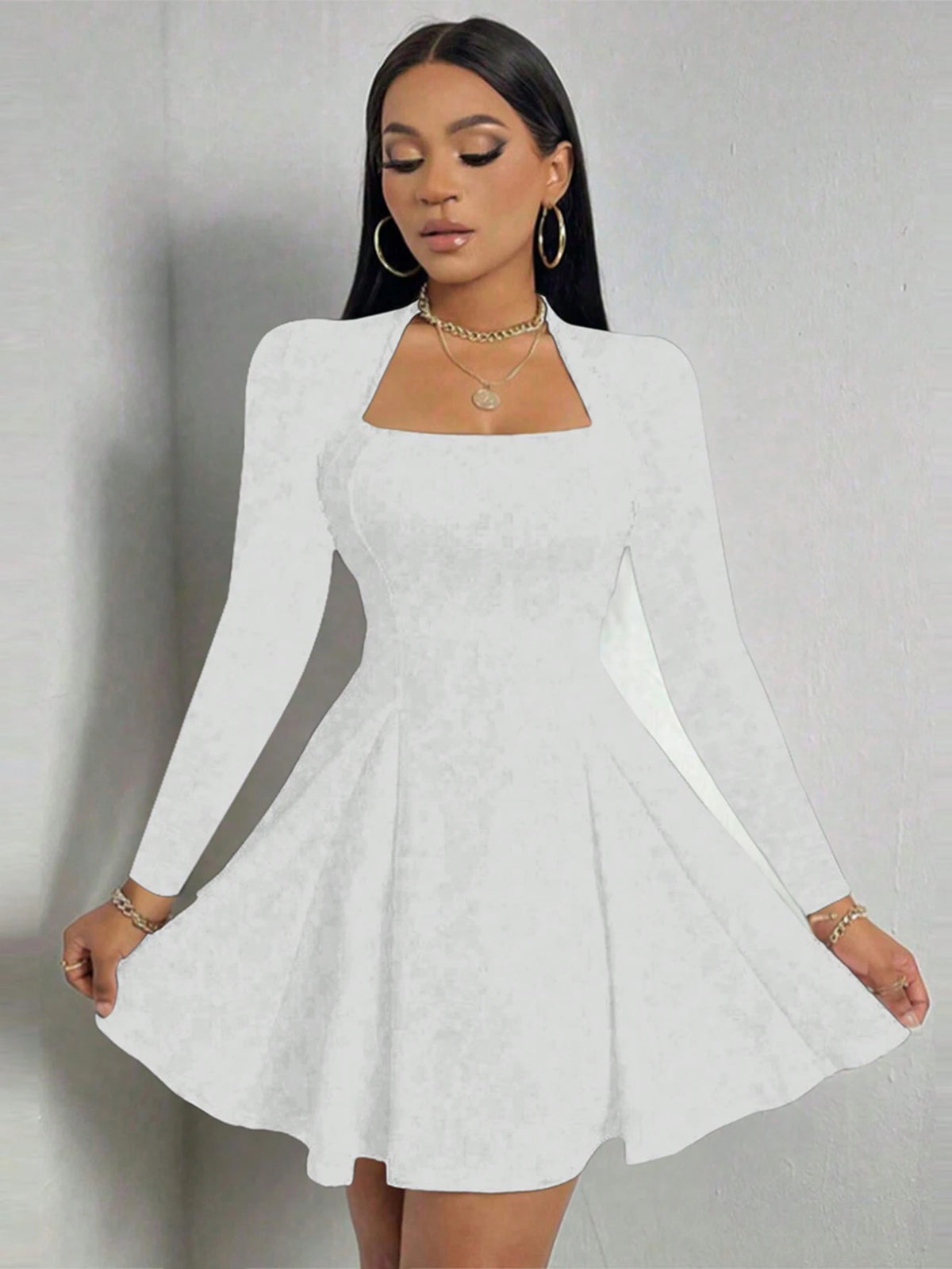 Sexy & Stylish Hollow-Out Long Sleeve Mini Dress