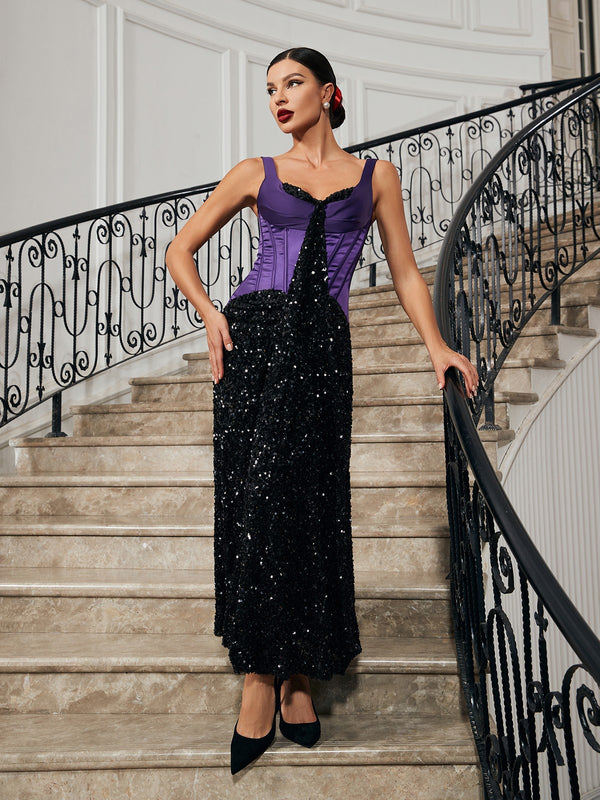 Shelby Corset Patchwork Sequin Dress