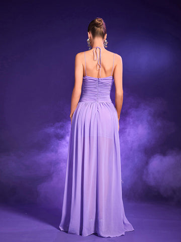 Sheril Spaghetti Ruched Cutout Maxi Dress