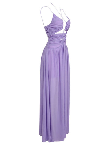 Sheril Spaghetti Ruched Cutout Maxi Dress