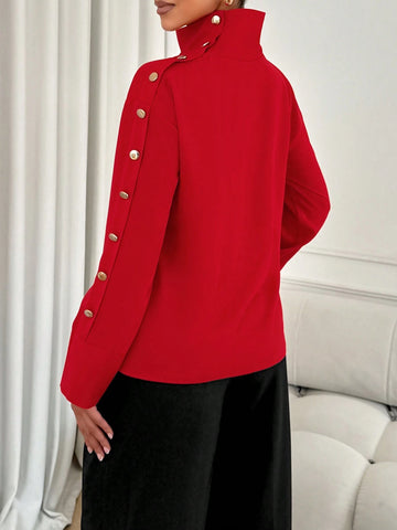 Shirt Long Sleeve Red Valentine's Day Off Shoulder Or Senior Sleeve Button Women