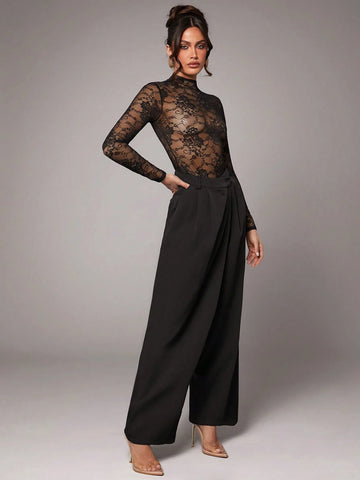 Silquee Elegant Premium Women Sheer Lace Bodysuit, Slightly Sexy For Valentine's Day Valentines Outfit
