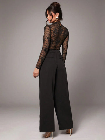 Silquee Elegant Premium Women Sheer Lace Bodysuit, Slightly Sexy For Valentine's Day Valentines Outfit