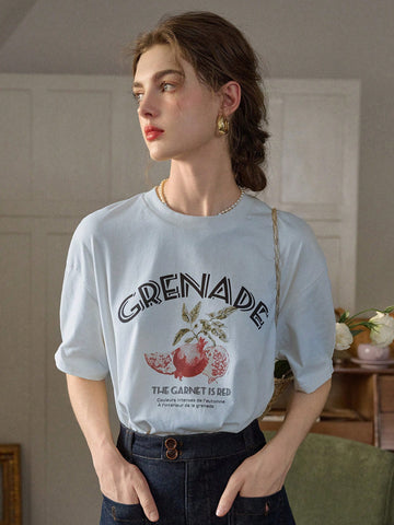 Simple Retro Customized Women's Round Neck Casual T-Shirt With Print Design