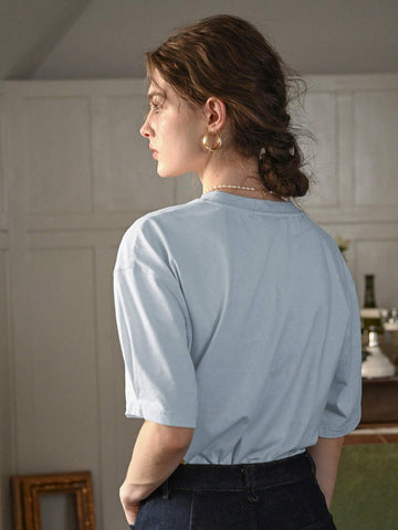 Acelitt Women Lightning Print Casual T-Shirt With Round Neckline For Summer