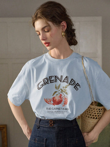 Simple Retro Customized Women's Round Neck Casual T-Shirt With Print Design