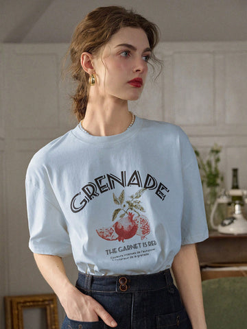 Simple Retro Customized Women's Round Neck Casual T-Shirt With Print Design