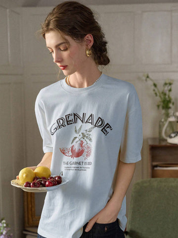 Simple Retro Customized Women's Round Neck Casual T-Shirt With Print Design