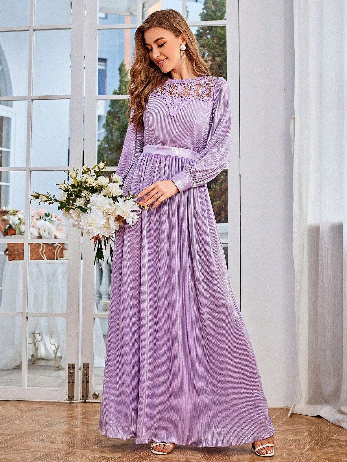 Simplee Lace Spliced Bridesmaid Dress