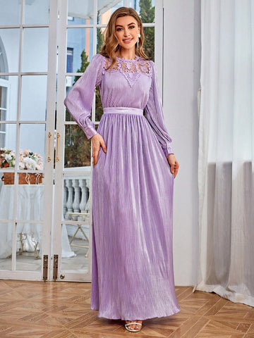 Simplee Lace Spliced Bridesmaid Dress