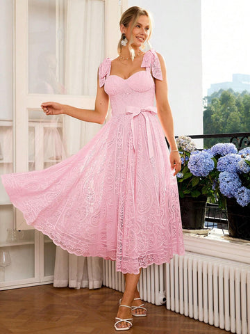 Simplee Women's Peplum Lace Cami Party Cocktail Dress