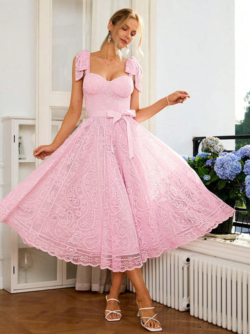 Simplee Women's Peplum Lace Cami Party Cocktail Dress