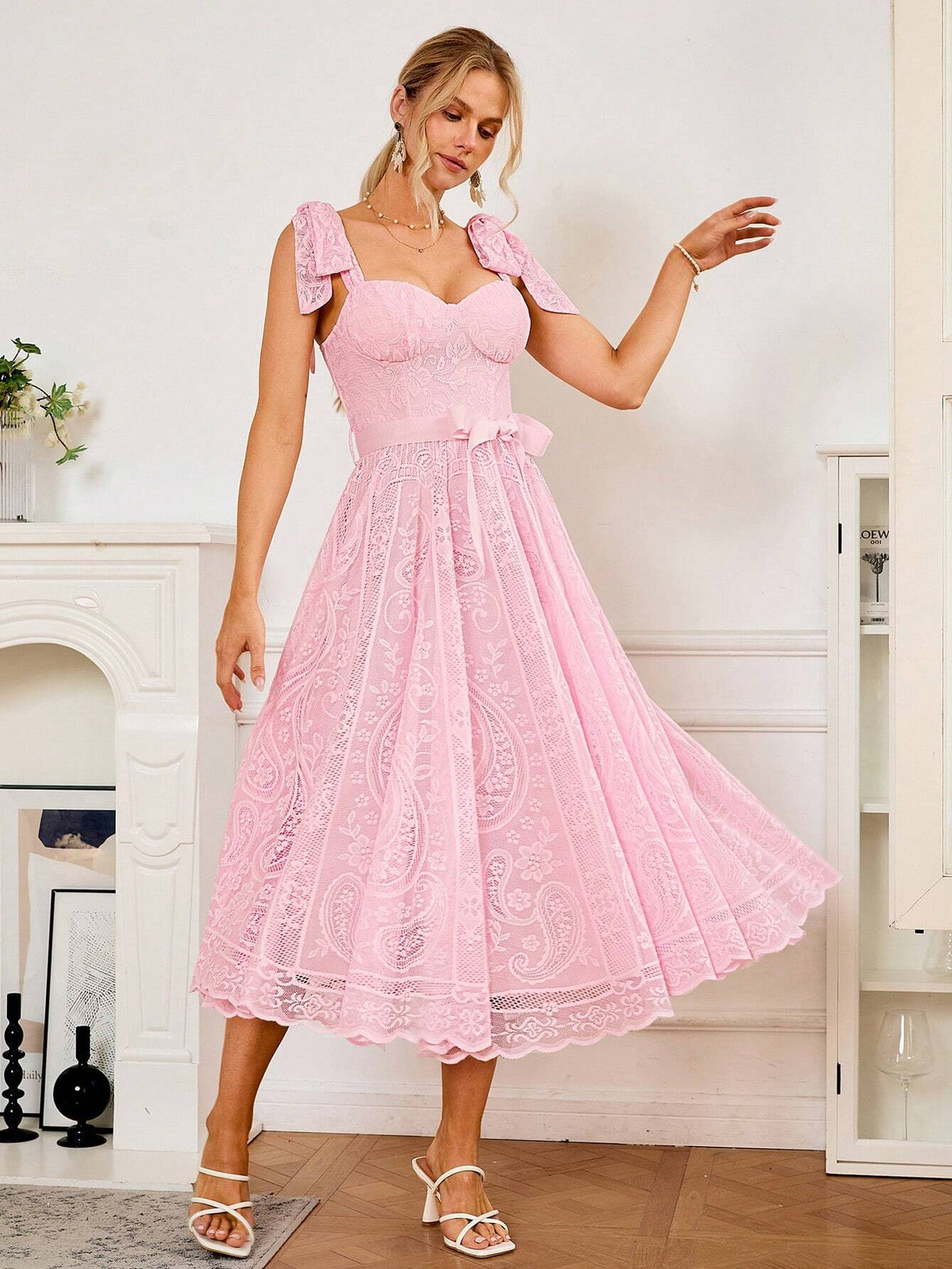 Simplee Women's Peplum Lace Cami Party Cocktail Dress