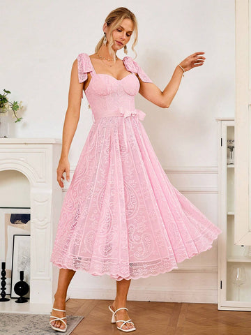 Simplee Women's Peplum Lace Cami Party Cocktail Dress