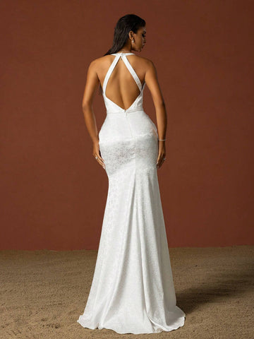 Simplicity Halter V-Neck French Style Light Wedding Dress