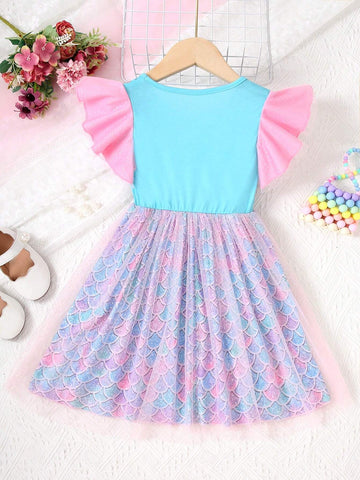 Single Girls" Beach Seashell Princess Dress Puffy Tulle Summer Dress