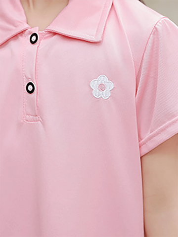 Single Piece Girls Loose Fit Embroidery Mock Neck Dress For Summer