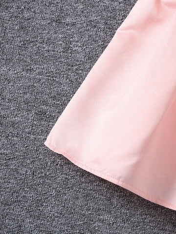 Single Piece Young Girl Gorgeous Butterfly Rhinestone Decoration Pink Sleeveless Dress